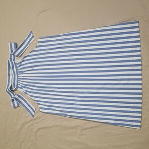 Blue and White Striped Halter Dress